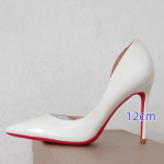 Suvised uued k&uuml;ljelt t&uuml;hjad terava kontsaga k&otilde;rged kingad naistele, &otilde;huke konts 6cm 8cm 10cm 12cm, seksikad punase nahaga kingad musta tallaga 38 white