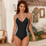 Naiste ujumistrikoo, &uuml;hendatud bikiini, s&uuml;gava V-kaelusega kaelapaelaga bikiiniujumistrikoo 2XL