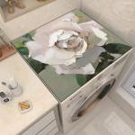 Piiri&uuml;lene lilleline r&auml;nivetikatega mudapadi: Automaatse trummelpesuri tolmukate ja imav lauapadi 50x60 cm