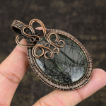 Black Rutile Handmade Copper Wire Wrap Jewelry Pendant 3.15 r3y30