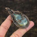 Moss Prehnite Handmade Copper Wire Wrap Jewelry Pendant 2.95 t4e42