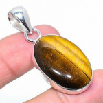 Natural Tiger Eye Gemstone Handmade 925 Sterling Silver Pendant 1.85 a3j71