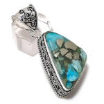 Pyrite Turquoise Handmade 925 Sterling Silver Jewelry Pendant 1.97 s2b25