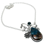 Watermelon Tourmaline Handmade 925 Sterling Silver Necklace 18 k0z06