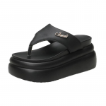Naiste Klipp-varvaste Paks Platvorm Sandaalid Suveks 7,5CM Kiilkontsad Pl&auml;tud Naistele Must Slip-On Paksude Taldadega Sandaalid Daamide 34