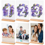 6 tk A4 T-kujuline sildihoidja puidust aluse kleepuva ribaga kaardisildi aluslaud, men&uuml;&uuml; flaier T type