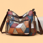 Naiste Messenger-kotid PU-nahast &otilde;lakott k&auml;ekott naiste crossbody kott vintage ruudulise mustriga kott 26x10x20cm