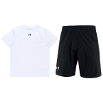 Under Armour &uuml;mmarguse kaelusega pusa treeninguks l&uuml;hikeste varrukatega T-s&auml;rk logo elastikuga lukk l&uuml;hikesed p&uuml;ksid vabaaja spordikomplekt meeste komplektid Must 21500513-100+22500214-001 2XL black