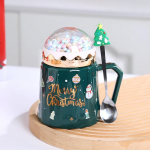 Kaanega j&otilde;ulukruusid ja j&otilde;uluvana lusikas Creative Planet Ceramic Cup Xmas Gift Coffee Cup Piimatass Joomine kodukontorisse 401-500ml