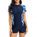 Surfi Monokini P&uuml;stkrae L&uuml;hikeste varrukatega Tr&uuml;kitud V&auml;rviline &Uuml;hes t&uuml;kis Ujumistrikoo Lukuga Kinnitus Ujumisriided M sinine