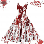 Naiste vabaaja Halloweeni prindiga traksidega vintage kleit S valge