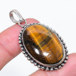Natural Tiger Eye Gemstone 925 Sterling Silver Jewelry Pendant 2.05 k3f29