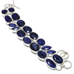 Burmise Sapphire(Simulated) Gemstone 925 Sterling Silver Bracelet7-8 n7u41