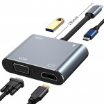 4 in 1 Extender USB C Adapter Type-C to Hdmi-&uuml;hilduv Vga Usb3.0 Audio Video Adapter Kiirlaadija