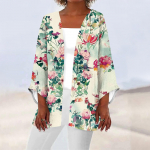 Naiste vabaaja mood tr&uuml;kitud kerge keskmise pikkusega jope kardigan XL