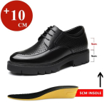 Suvised naturaalsest nahast v&auml;ljal&otilde;igetega meeste liftikud platvormkontsaga 8cm/10cm k&otilde;rgendusega kingad Meeste pidulikud kingad 40 black
