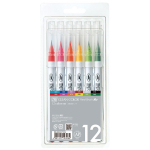Kuretake V&auml;rvilised Pintselpliiatsid ZIG Clean Color Real Brush Komplekt, 12 V&auml;rvi, RB-6000AT/12VA