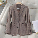 Retromood Splice Litrid Bleiserid S&uuml;gisesed pikkade varrukatega n&ouml;&ouml;p Kaelama kraega &auml;rimantel Naiste elegantne vintage &uuml;likonna jope XL hall v&auml;rv