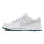Nike Dunk Low GS Valge Hall T&uuml;rkiis Laste Tossud Summit-White Football-Grey FD9911-101 35.5