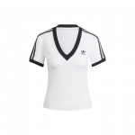Adidas Originals 3-triibuline V-kaelusega kitsas l&uuml;hikeste varrukatega t-s&auml;rk naiste topid Valge IR8114 XS