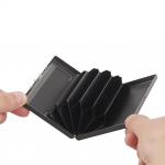 Wonder taskuterasest hoidik RFID roostevabast &auml;ri-ID kaardi blokeeriv krediidikaitse &uuml;mbriskarp 9.6cm &ndash; black