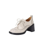 Moodsad Uued Kevadised Ehtsad Nahast Naiste Kingad &Uuml;mara Ninaga Naiste Pumbad Kingad Naistele Zapatos Mujer Brogue Disainid Paelad K&otilde;rged Kontsad 34 beež