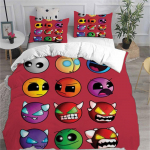 3D Geometry Dash Voodipesukomplektid Tekk Voodikate Tekikott Padjap&uuml;&uuml;r 2-3 Osalised Komplektid Magamistoa Kaunistus Kodutekstiil cot size70x133cm2pc