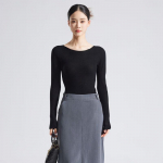 Fengxun Women's Seamless Silk Cashmere Blend Round Neck Sweater XL