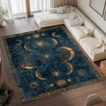 T&auml;htede &Ouml;&ouml;taev Kuu ja T&auml;htede Muster Vaip Taevane Dekor Vaip Elegantne Magamistuba Elutuba P&otilde;randamatt Kosmilise Disainiga 60*90cm