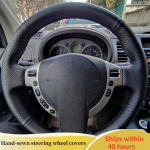 ized Car Steering Wheel Cover For Nissan QASHQAI X-Trail Nissan NV200 Rogue DIY Leather Steering Wheel Braid Red Blue Thread