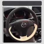 Fo Mazda 3 2003-2009 Mazda 5 6 2002-2006 Hand-Stitched Non-slip Leather suede Car Steering Wheel Cover 1