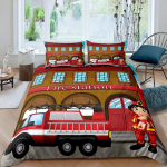 Tulet&otilde;rjuja Auto Tekikate Kuninglik/Kuninganna Suurus Punane Tulet&otilde;rjujate Auto Voodipesukomplekt Poistele T&uuml;drukutele Tulet&otilde;rjeauto Pol&uuml;ester Tekikate EU Single(135*200cm)3pcs black