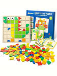 120 tk Puidust mosaiikm&otilde;istatusm&auml;nguasi Montessori Laste Puidust 3D Geomeetriliste kujundite Pusleplaadi Komplekt Beebi Varajase Hariduse M&auml;nguasjad