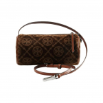 TORY BURCH T Monogramm Branded &uuml;leni flokeeritud silindrikujuline puuvilla ja liimi segust &otilde;lakott naistele, v&auml;ike suurus, p&auml;ikesebeež Basic set bag (bag+dust bag) beež