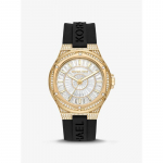 Michael Kors Suur Lennox Pav&eacute; Kuldse Tooni ja Silikoonist K&auml;ekell MK7247 must