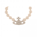 Vivienne Westwood Saturni logo messingist p&auml;rli-kristalli kaelakee Naiste kaelakee Valge 6301011002P226CNP226 F,White