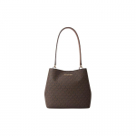 Michael Kors Mk Pratt Monogram Metallist Logo Kunstnahast Kopp-Kott Naiste k&auml;ekotid Pruun Tammepruun 35S4G3FS2V-BROWN Basic Set (Bag+Dust Bag)