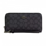 Coach 19 metallik logo lukuga rahakott kaetud l&otilde;uendist naiste rahakott s&ouml;emust must CW778-QBMI5 Charcoal & Black