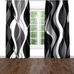 Elegantne Vikama komplekt Stiilne abstraktne geomeetriline triibuline kardin Sobib kodu kaunistamiseks Elutoa kardin Pol&uuml;ester Ideaalne piirkonna jaoks W100*H160(CM)-Hooks&2PCS