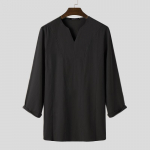 INCERUN Meeste moslemi Araabia V-kaelusega topid pikkade varrukatega meeste riided Jubba Thobe Abaya Islamic Dubai Araabia s&auml;rgid 4XL must