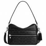 Coach Must Signatuuriga L&otilde;uend Nahkdetailidega Keskmine &Otilde;la-Crossbody Kott Igap&auml;evaseks Kasutamiseks Basic Set (Bag+Dust Bag)