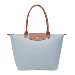 Longchamp Le Pliage T&otilde;mblukuga Taaskasutatud L&otilde;uendist Kandekott Naiste Kandekott Hall Sinine 1899089P80 Basic Set (Bag)