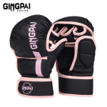 GINGPAI Professionaalsed MMA poksikindad Sanda pools&otilde;rmega kindad V&otilde;itlus Muay Thai Naised Mehed Lapsed Treening T&auml;iskasvanud Poksikott S black
