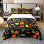 &Otilde;nnelik Halloween Voodipesu Komplekt 3D Prinditud K&otilde;rvitsa Kummituse Tekikoti Komplekt &Uuml;he-, Kahe-, Kuninganna Suuruses Magamistoa jaoks Halloweeni Dekoratsioon Kingitus 135cmx200cm