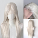 Plaatinablond pitsist esiosaga parukas 13x4 Pikk sirge Valge pitsist esiosaga parukas K&otilde;rge temperatuuriga kiud Parukad Pitsist esiosa Eesmine osa Cosplay parukas (Platinum,20inches&150%&1pc) plaatina