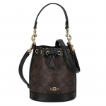 COACH Dempsey 15 kaubam&auml;rgi logo n&ouml;&ouml;rsulgemisega PVC-nahast &auml;mbrimustriga &otilde;la- v&otilde;i crossbody-k&auml;ekott mini naistele tumepruun pruun