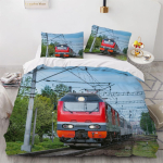 Rongiteemaline tekikottide komplekt 2 tk, Pehme mikrokiust voodipesukomplekt lukuga 3D retro Rongiga tekikott ja padjap&uuml;&uuml;rid 100x135cm 2pcs&Duvet Cover