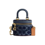 Coach Trail 12 T&otilde;mblukuga Logoga &Otilde;la-Crossbody Kott Teksariidest Ja Peenest Vasikanahast Mini Naiste kotid Messing Sinine CT097-B4BL Gift Box Sets (Basic Set+Black Box) black