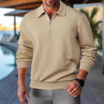 Meeste s&uuml;gis-talvine uus stiil, &uuml;hev&auml;rviline, minimalistlik, p&uuml;stkraega, žakaarkangas, termiline, lukuga dressipluus - Vabaaja mitmek&uuml;lgne pullover M khaki