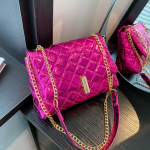 Yogodlns Luxury Laser Design Chevron tepitud &otilde;lakott naiste k&otilde;rge kvaliteediga tikitud niidiga PU nahast Crossbody k&auml;ekott 22x8x15cm kuum roosa v&auml;rv